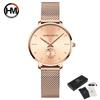 Hannah Martin Small Seconds Dial Quartz Movement Fashion Watch Waterproof Simple Women Gold Mesh Belt Top Brand Ladies Watches
