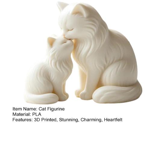 Cute Cat Figurine, Mother Cat And Kitten 3D Printed Sculpture, Collectible Cat Statue for Indoor, Office, Table, Shelf Decor, Gifts for Cat Lovers