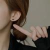 Серебряные Серьги-гвоздики Черный Четырехлистник - Не Нужно Снимать Штанги Серёг или Серьги На Ночь