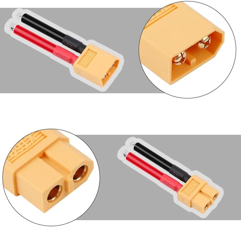 6 Pairs XT60 Connector Cables – Male and Female with 12AWG Silicone Wire + Protective Caps – For RC Drones, LiPo Batteries, Car Chargers