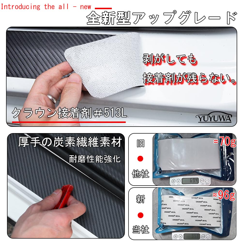 YUYUWA Защита боковых порогов автомобиля, Текстура углеродного волокна, Накладка на порог, Усиленная версия,