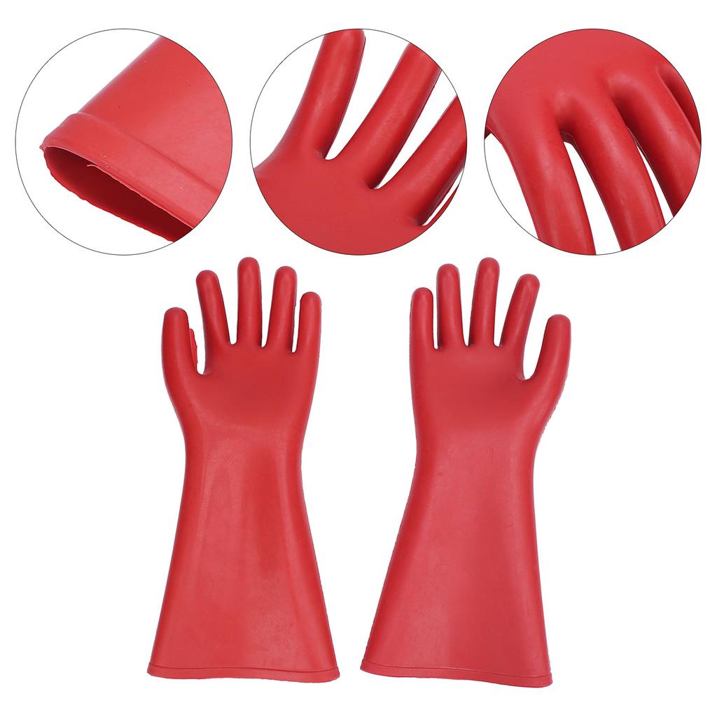 2 Pcs Electrical Insulated Gloves Red Rubber 12kv High Voltage Resistant Anti Cutting Piercing Elect