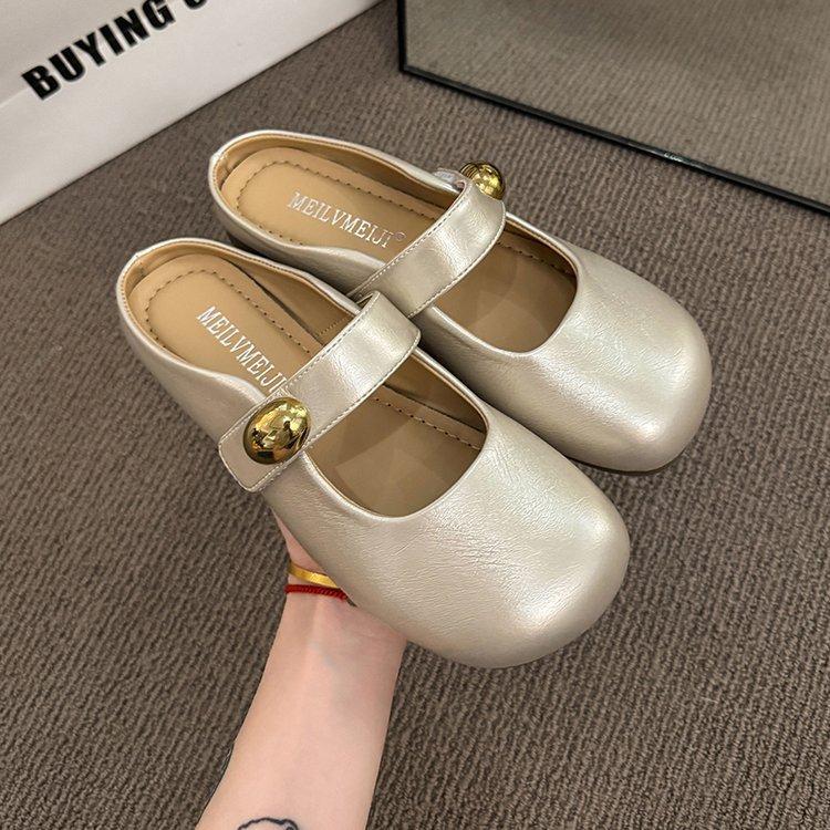 Fairy Wind Velcro Thick-soled Inner Heightening Bag Head Half Slippers Female Summer 2025 Lazy Drag Women's Shoes Wear Half Slippers