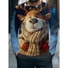 Мужская рождественская футболка с 3D-принтом, с круглым вырезом, длинным рукавом, для осени и зимы