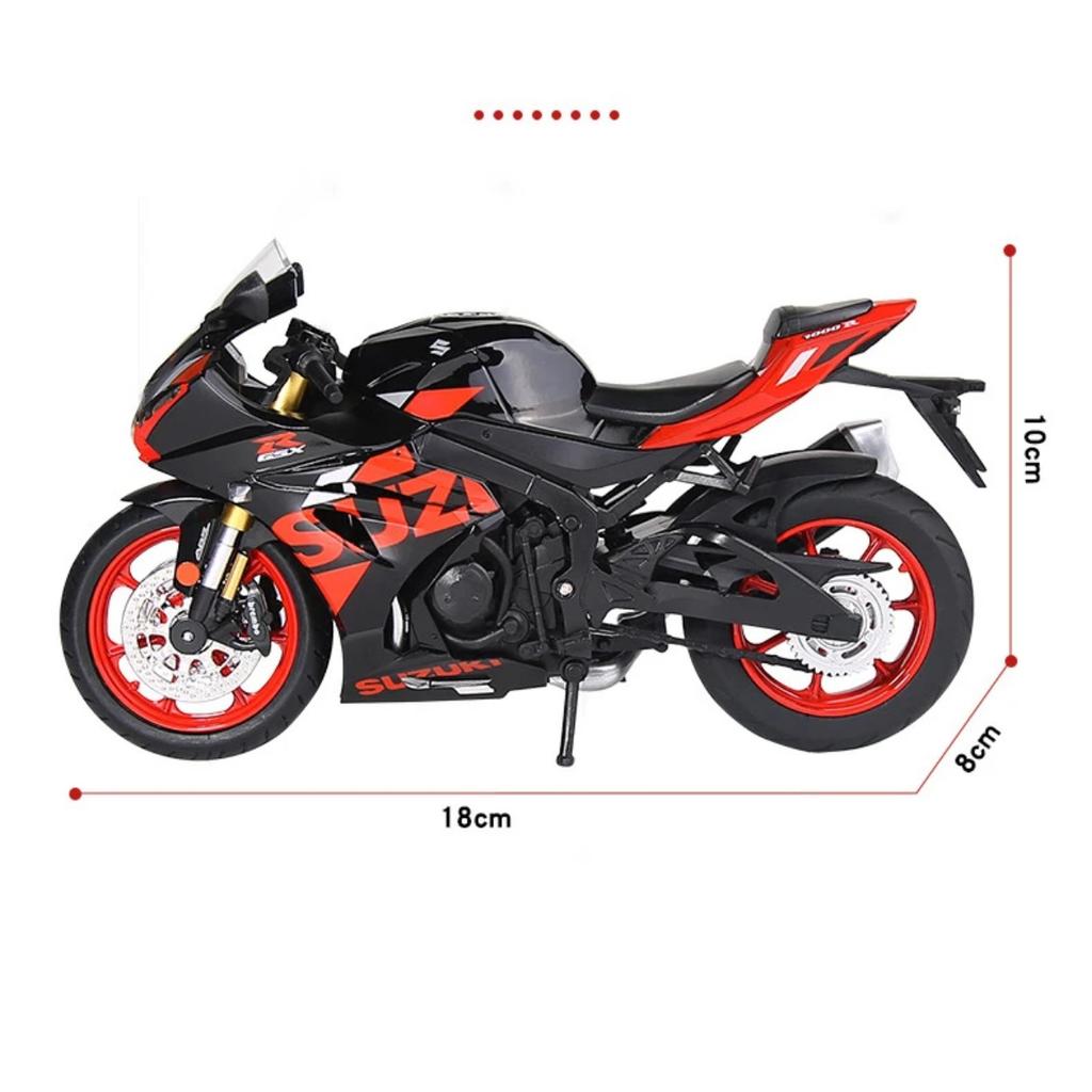 1/12 Suzuki GSX-R1000R Alloy Sports Motorcycle Model Diecast Toy Street Cross-Country Motorcycle Model Sound and Light Kids Gift