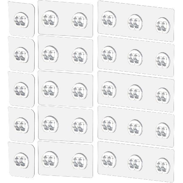15 Pack Shower Caddy Adhesive Replacement, No Drilling Shower Shelf Adhesive, Strong Caddy Sticker Hooks Replacement for Showers Shelves and Kitchen