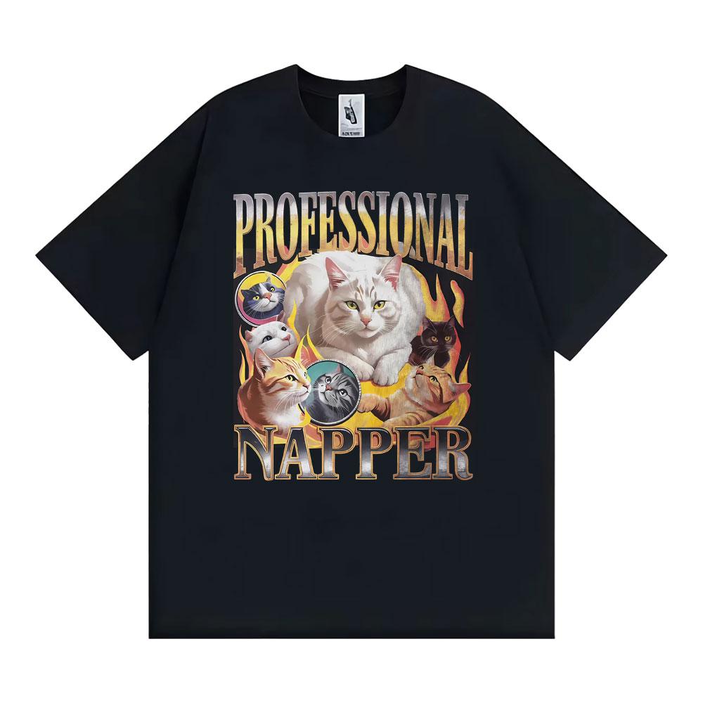 Professional Napper Sleeping Cats Tee Shirt Unisex Women Classic Fashion Aesthetic Short Sleeve Tshirts Cotton Casual T Shirt
