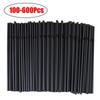 100-600Pcs Disposable Drinking Straw Black Plastic Straws 21cm Long Flexible Cocktail Straw for Kitchen Beverage Accessories