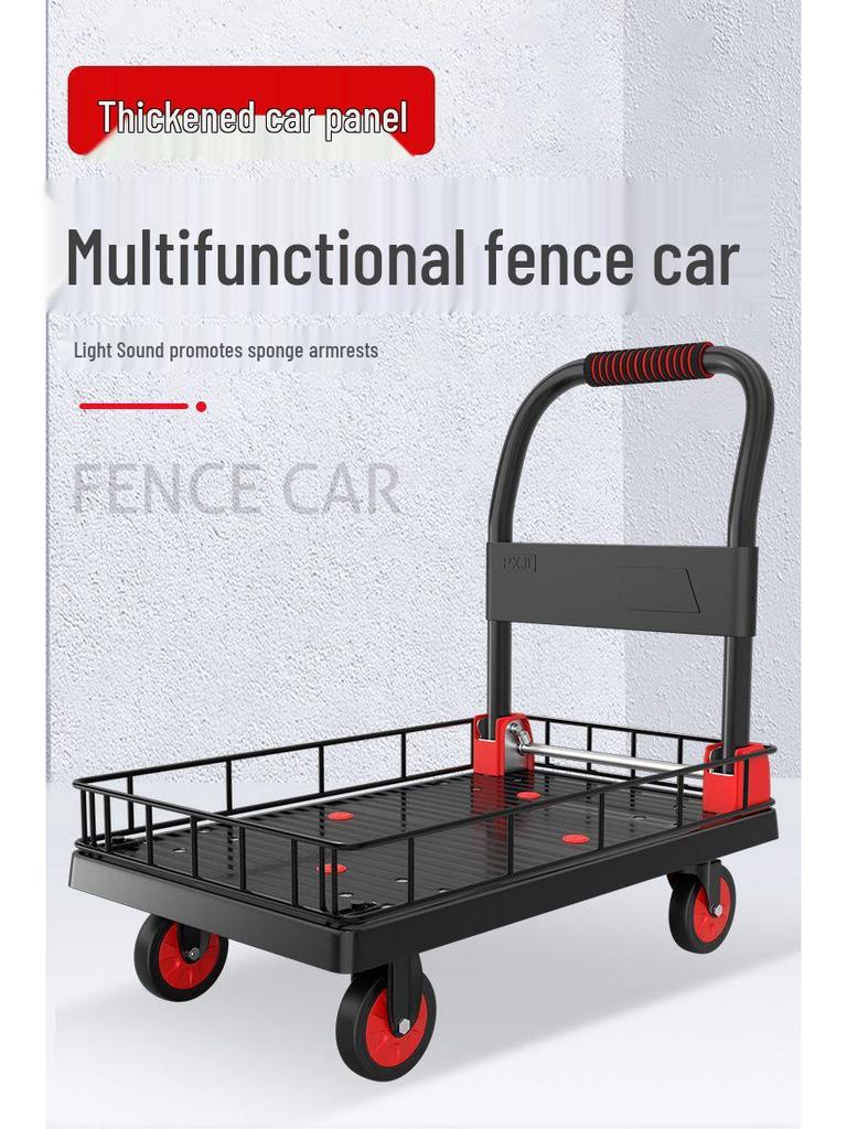 Silent Foldable Flatbed Hand Cart: Portable Turnover Trolley & Hand Truck