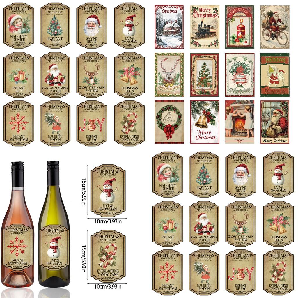 Christmas Decorative Wine Bottle Labels With Vintage Design For Holiday Party Decor