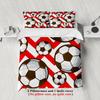 3Pcs Red Chevron Soccer Ball Print Duvet Cover Set – For Kids Gift 100%Polyester, Soft, Breathable For Bedroom Decoration