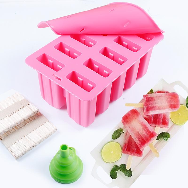 4/10 Cavity Ice Cream Silicone Mold for Baking Ice Cube Maker Freezer Desserts Tray DIY Homemade Popsicle Mould Kitchen Tools