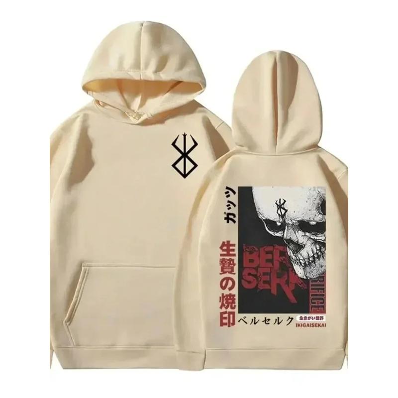 Мужская толстовка с капюшоном Повседневные свободные пуловеры Аниме Berserk Guts Графический принт Толстовка с капюшоном Swordsman Casca Бренд Sacrifice Zodd Толстовки