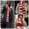 Korean Style Red and White Striped Knitted Scarf