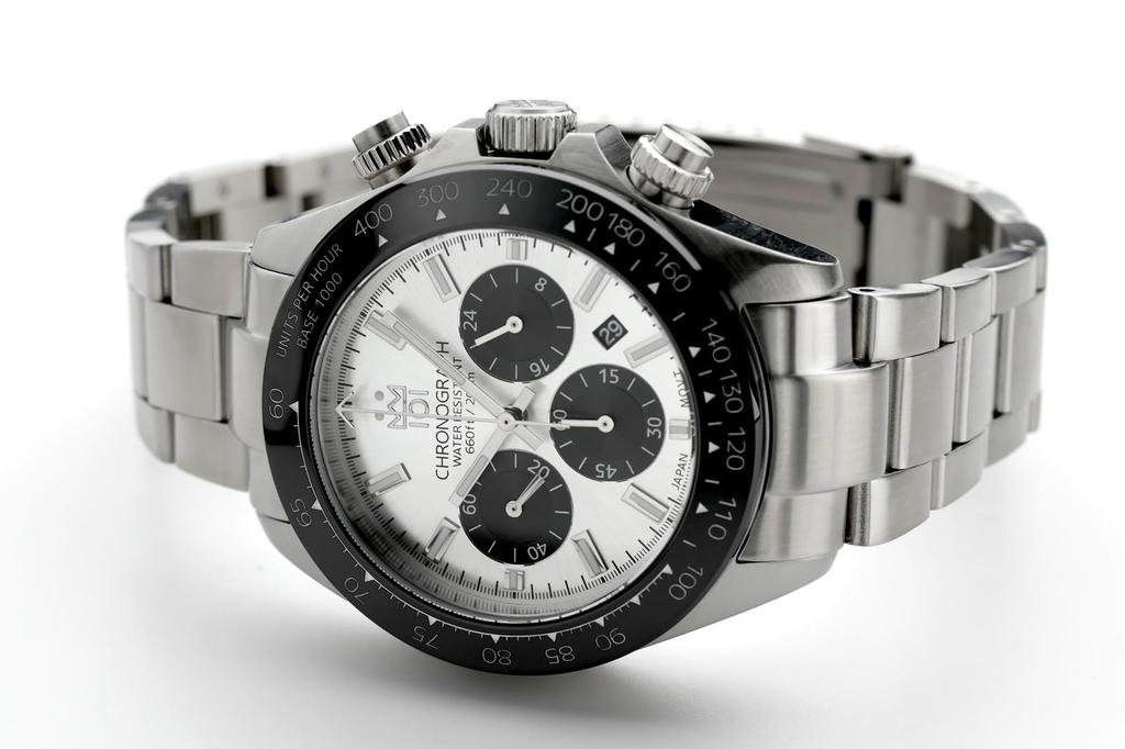 НОВАЯ модель Часы-хронограф Hyakuichi Часы 20 ATM Водонепроницаемые Дата Кварцевые Керамический Безель Серебряный Panda SSV [HYAKUICHI 101] Дайверские мужские