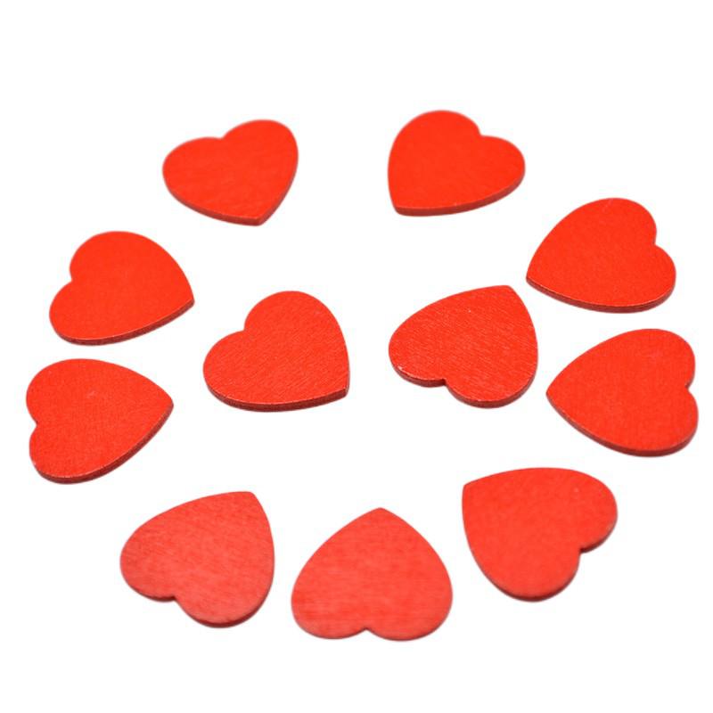 18mm Wooden Heart Chips, 100pc Pack - Colored Wedding & Festival DIY Decorations