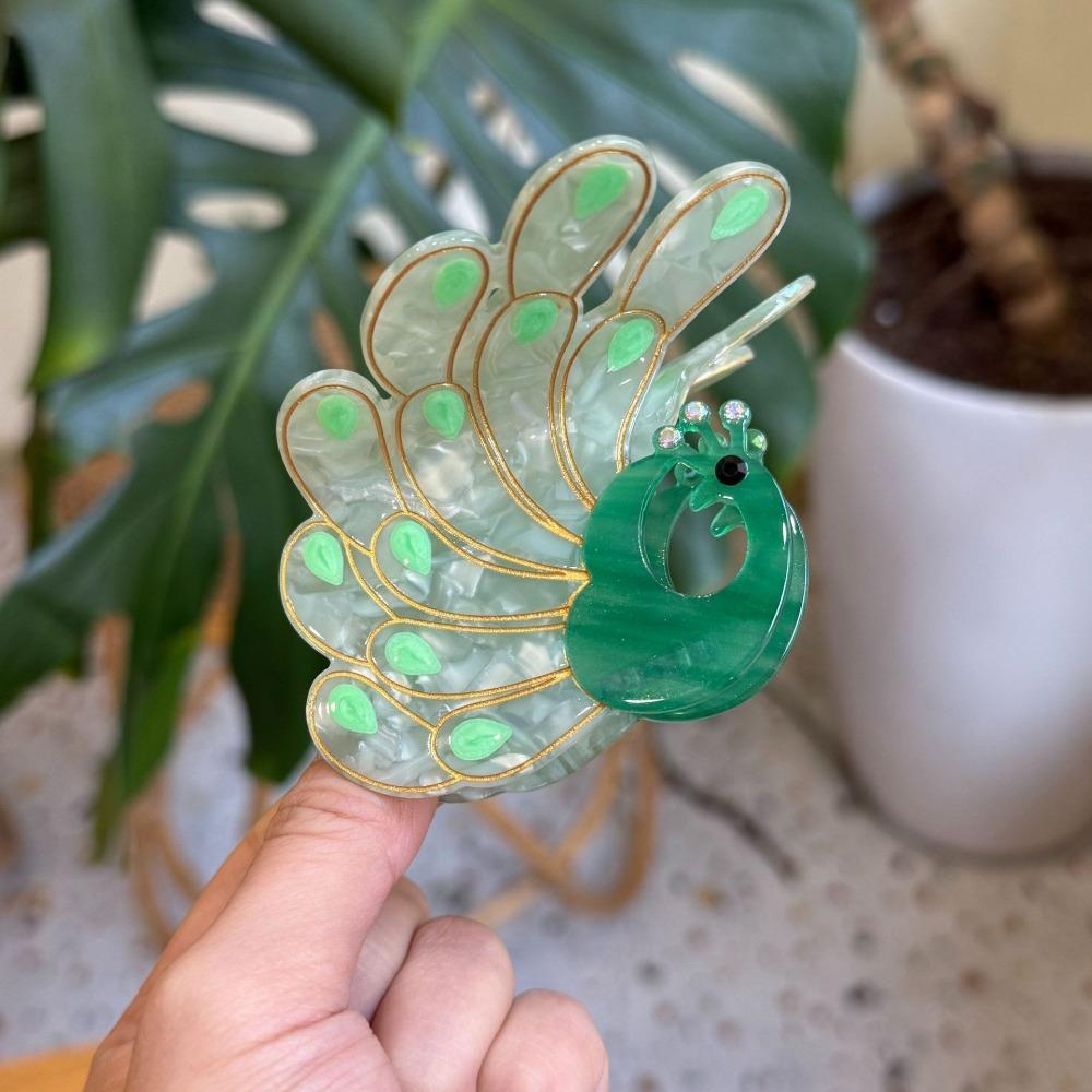 Korean Style Peacock Acetate Hair Claw Sweet Diamond Cartoon Animal Hair Clip Hair Accessories Cute Acetic Acid Shark Clip