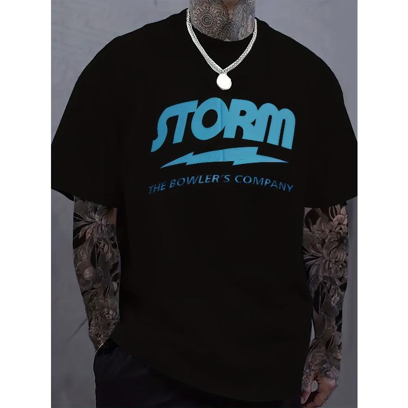 Men'S Casual Storm the Bowler'S Company Graphic T-Shirt - with Lightning Design, Short Sleeve, Round Neck, Summer Tee, Summer Wear _ Comfortable Fit