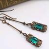 Retro Zircon Rectangular Earrings with Vintage Charm