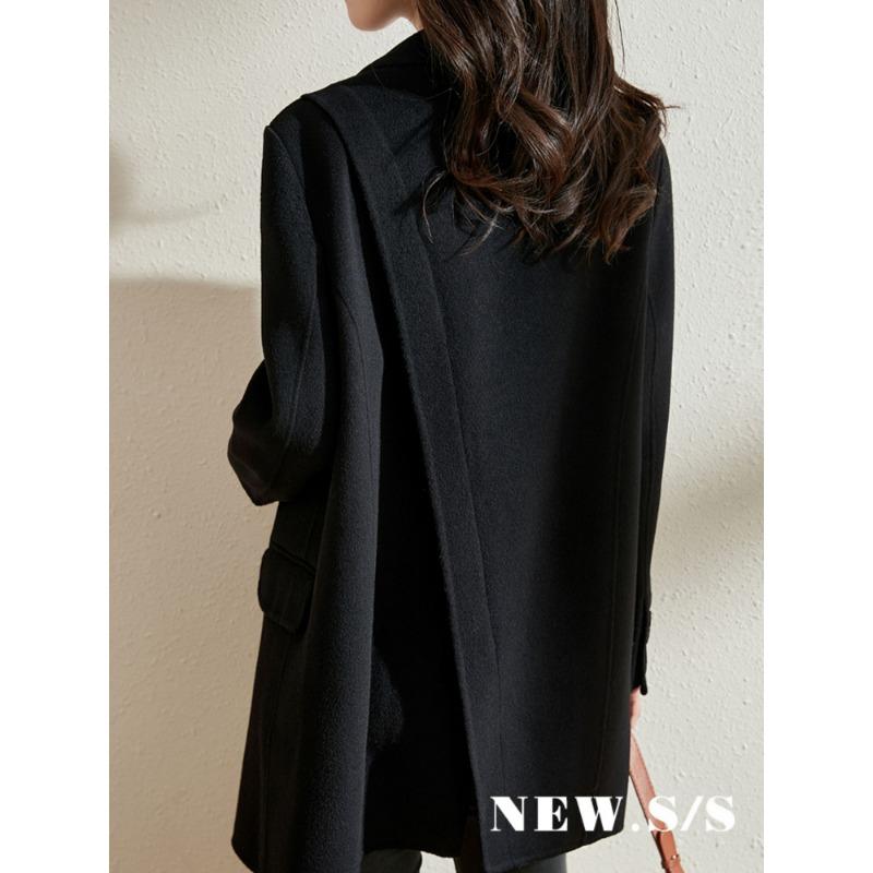 Модное свободное шерстяное пальто для женщин, осенне-зимняя длинная куртка в корейском стиле