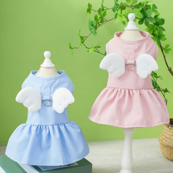 Платье для питомца с круглым вырезом без рукавов, эффектное хлопковое платье для питомца с крыльями ангела, для щенков и собак, товары для питомцев