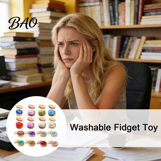 Glitter Squeeze Toy Steamed Bun Toy, Cute Dumpling Stress Relief Ball, Anxiety Slow Rising Decompression for Desk, Kawaii Fidget Gift Squeezable