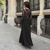 Женское элегантное облегающее midi-платье с длинным рукавом и кружевной отделкой, квадратный вырез, 2026 Зима