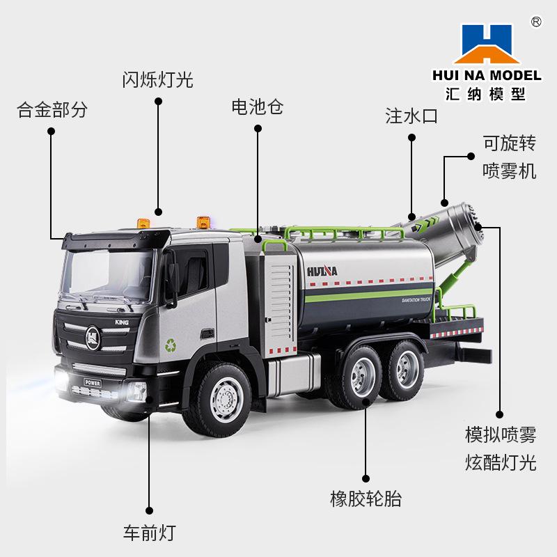 Huina 1316 2.4G 1/18 Alloy RC Car 9CH Urban Dust Removal Vehicles With Spray Remote Control Truck Spray Sanitation City Cleaning