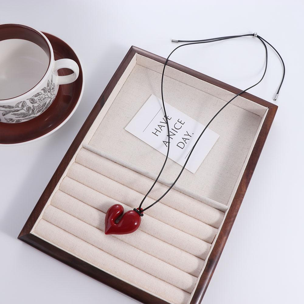 Drawstring Fashion Choker Romantic Sweater Chain Pull-out Heart Pendant Necklace  Women