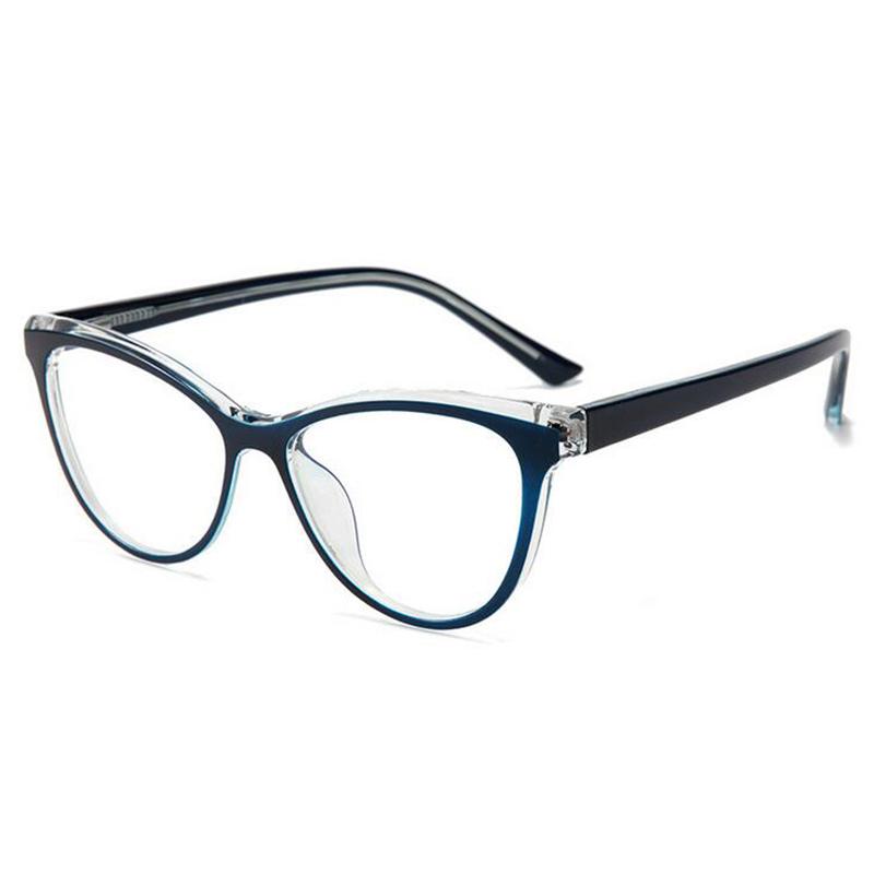 Blue Light Blocking Glasses Women Myopia Lens Prescription Eyeglasses Transparent Gray Frame Cat Eye Diopter 0 To -6