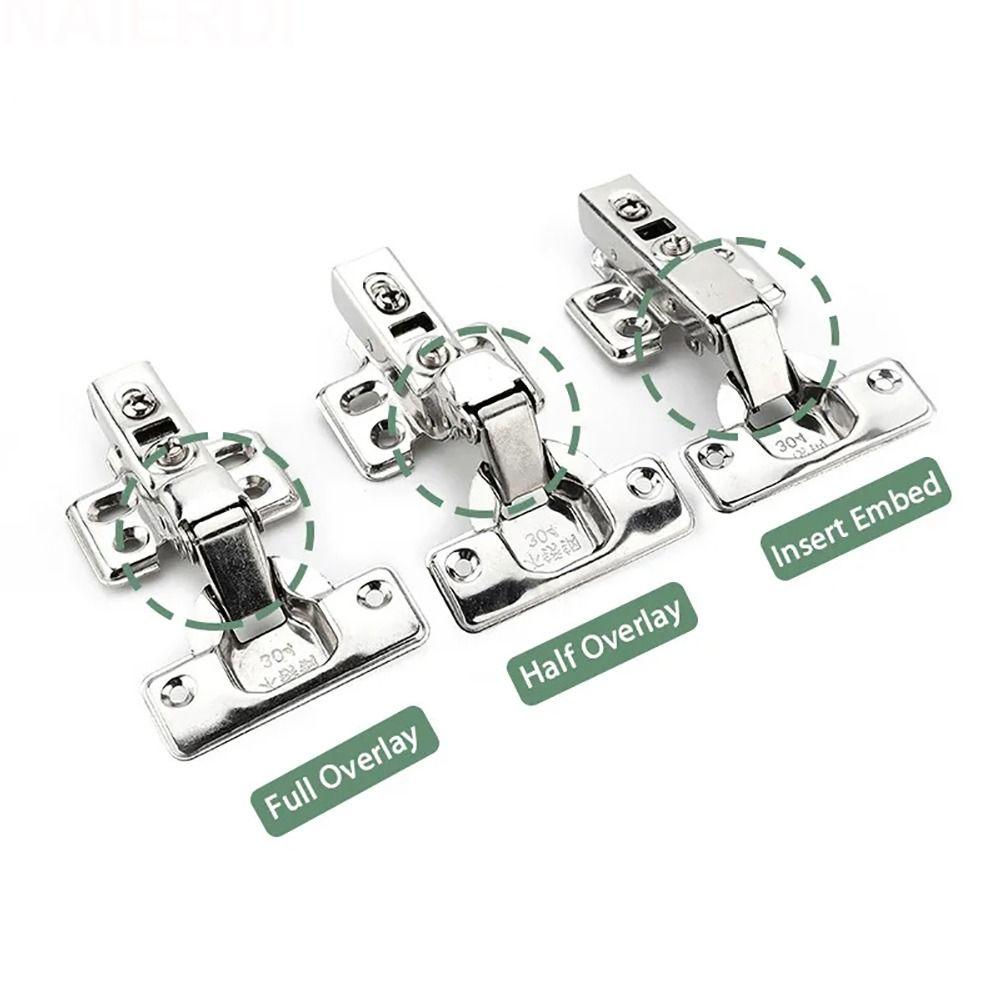 2Pcs Stainless Steel Door Hinges Hydraulic Damper Buffer Cabinet Hinge for Wardrobe Door