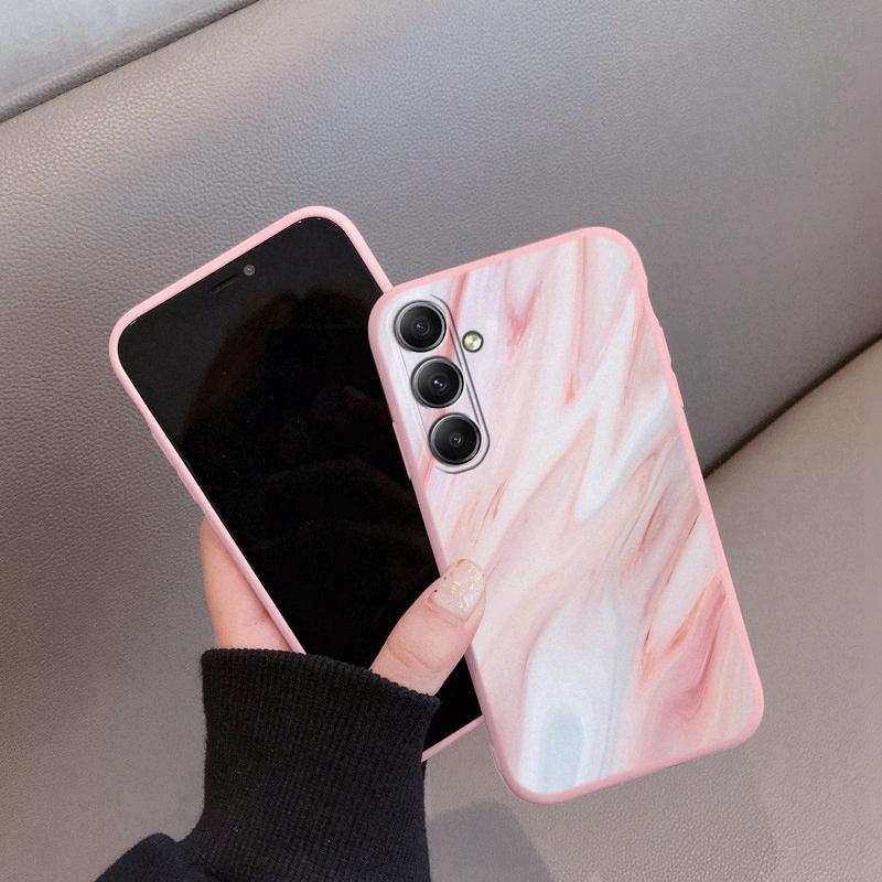 Marble Patterned Soft Silicone Case For Xiaomi Redmi Note 13 14C Samsung M35 A55 S24 A06 iPhone Huawei Honor Realme Camera Protective Shockproof Cover