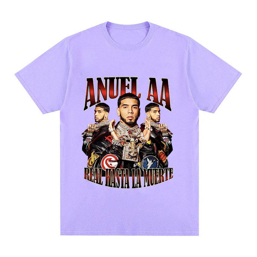 Rapper Anuel AA Retro Graphic T Shirts Unisex's Hip Hop Trend Oversized T-shirt Unisex 100% Cotton Fashion Tshirt Gothic Streetwear