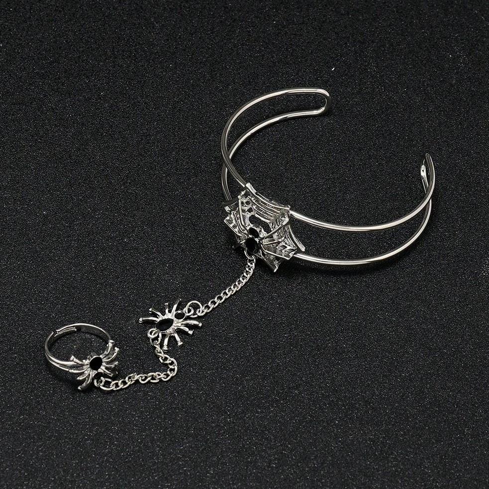 Темное фэнтези геометрическое кольцо-паук на руку с эмалью в технике капельной заливки для женской вечеринки