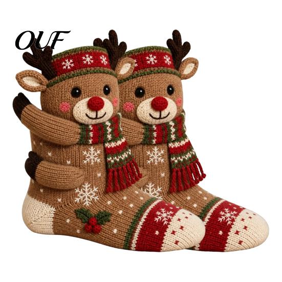 Decorative Hanging Pendant 3D Hugging Christmas Stockings for Fireplace Decorations, Large Knit Holiday Gift Festive Candy Holder Kids Bags