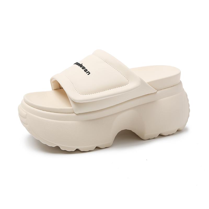 Модные 9 см новые летние женские тапочки на толстой подошве шлепанцы женские туфли на танкетке пляжная обувь женские тапочки на высокой платформе уличные сандалии
