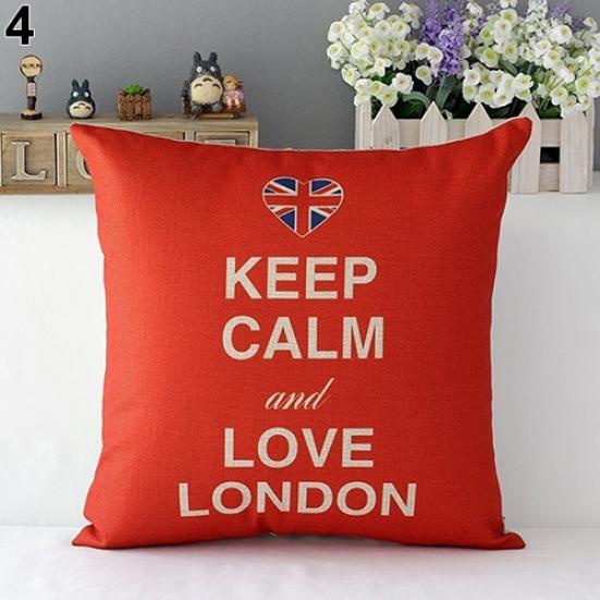 London Characters Flag Bus Linen Cushion Throw Pillow Cover Case Pillowcase