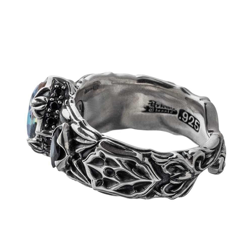 Artemis Classic Rhombus Mystic White Rainbow Silver Ring Silver Accessories for Men and Brand Silver 925 Silver Mystic Ring, (ACR0290), Women,