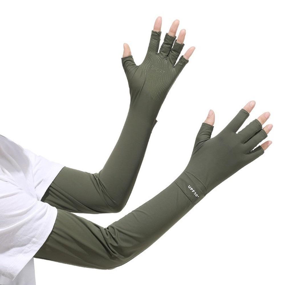 Solid Color Ice Silk Arm Sleeve Sun Protection Summer Arm Cover Women's Gloves Long Sleeve  Men