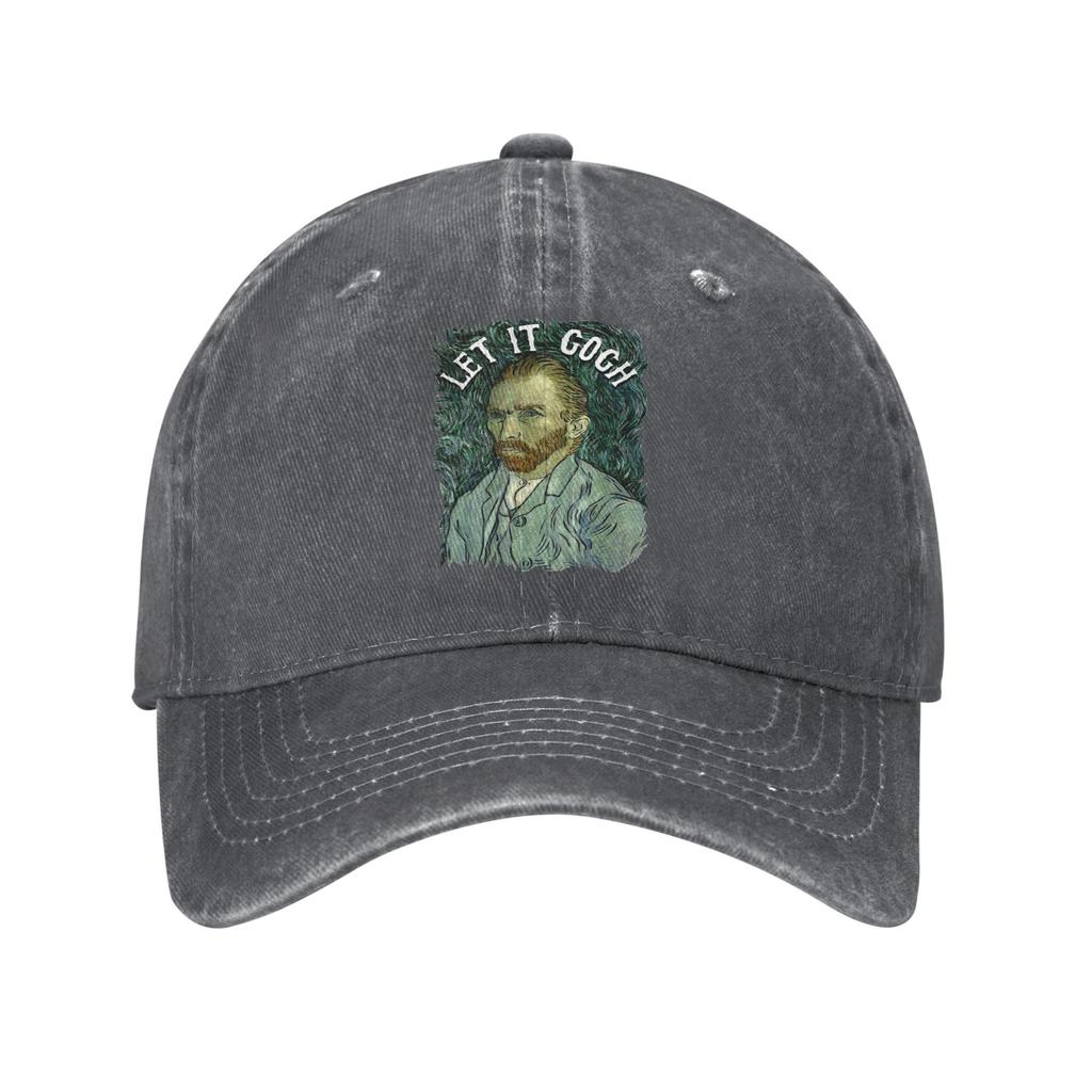 Let it Gogh Funny Vincent Van Gogh Starry Night Unstructured Baseball Cap Painting Distressed Cotton Hat Adjustable Snapback