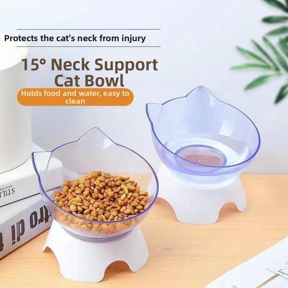 Cat Ear Design Tilted Cat Food Bowls Stand Base Elevated Bowls Set Feeding Products Indoor Cats