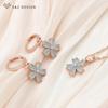 Stylish Rose Gold Color Cute Cubic Zirconia Flower Drop Earrings Jewelry Sets For Women Wedding Elegant Fashion Pendant Necklace