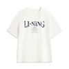 Li Ning Sports Trend Series Letter Round Neck Breathable Versatile Loose Short Sleeve T-Shirt Men Tops Off-White AHSV483-1