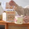 Творческий рельефный керамический стакан с крышкой, дорогой офисный стакан для воды для пары, подарок высокого уровня