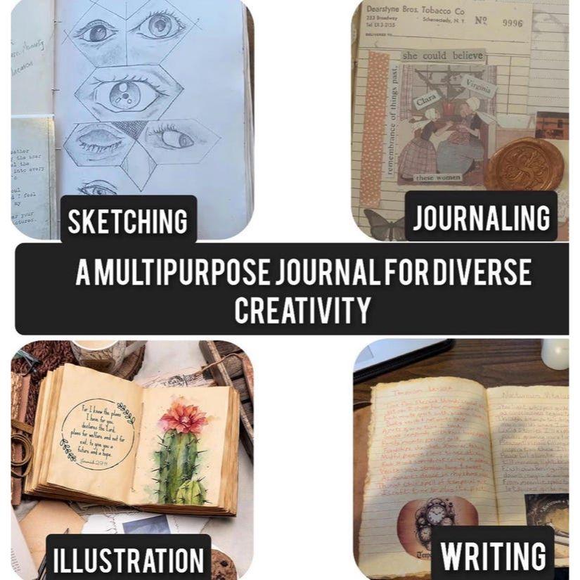 Красочный кожаный блокнот с кошкой – Ручной работы винтажный кожаный дневник