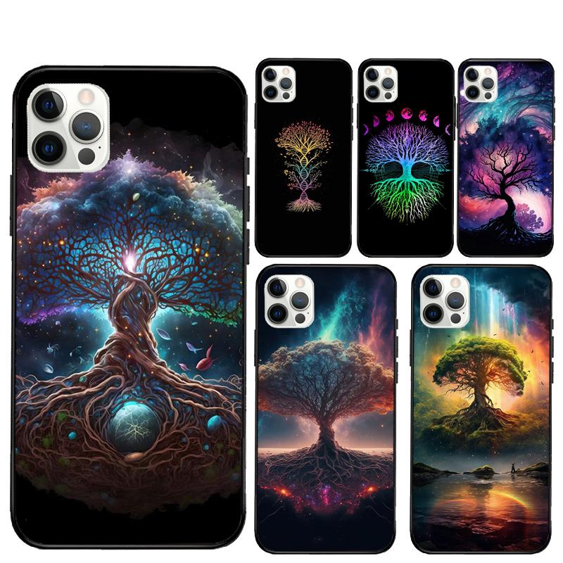 Чехол для телефона "Древо Жизни Космическая Галактика Звезды" для iPhone 16 Pro Max 11 12 13 Mini 14 15 Pro Max 15 16 Plus XR 16e Обложка Coque