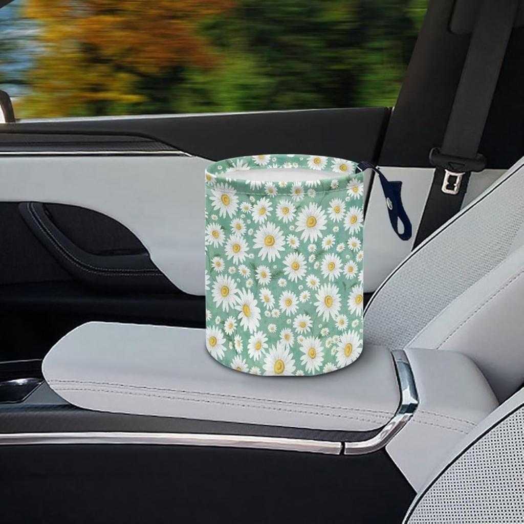 Daisy Cute Collapsible Portable Trash Can for Car Front Seat, Back Seat, Floor, Headrest Rubbish Bin