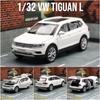 1/32 Volkswagen Tiguan L Внедорожник Модель игрушечной машины Литой сплав Миниатюра Инерционная Звук и свет Коллекция Подарок для детей Мальчиков Ребенка