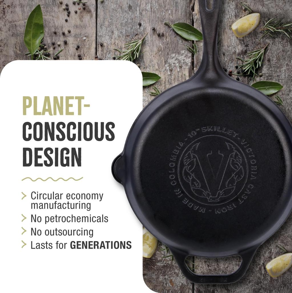 Japanese VICTORIA Cast Iron Skillet Frying [Authentic Product] 10-inch Pan, 25cm, SKL210, Pre-Seasoned (10-inch)