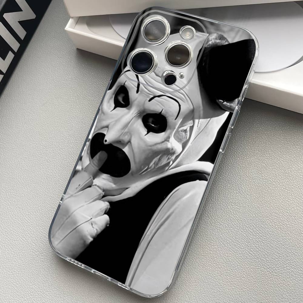 The-Clowns-horrors-T-Terrifier Transparent Back Phone Case For iPhone 17 16 15 13 12 11 14 Pro Max Mini Plus Silicone Bumper